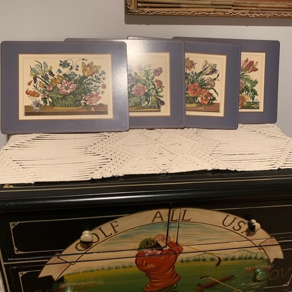 Dining Vtg Set Of 4 Pimpernel British Winterthur Floral Cork